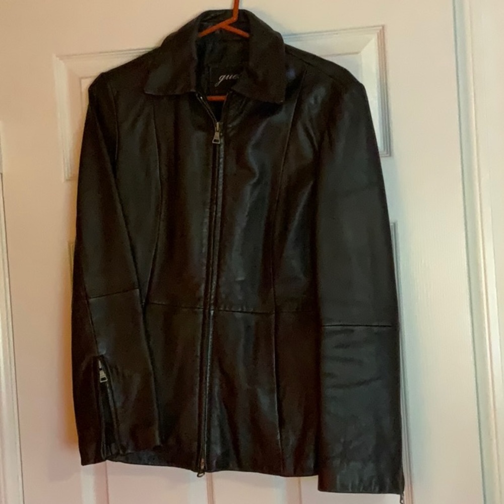 Guess black leather jacket